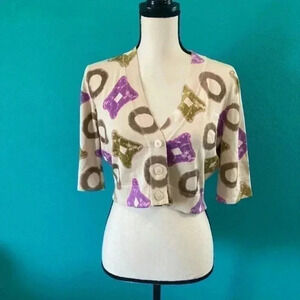 Nine West dress beige cropped cardigan sweater in size large